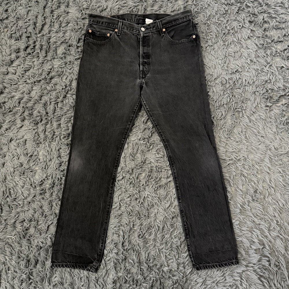 Vintage Levi's 501 Jeans Mens Size 35x28 Black Faded Button Fly Jeans Red Tab